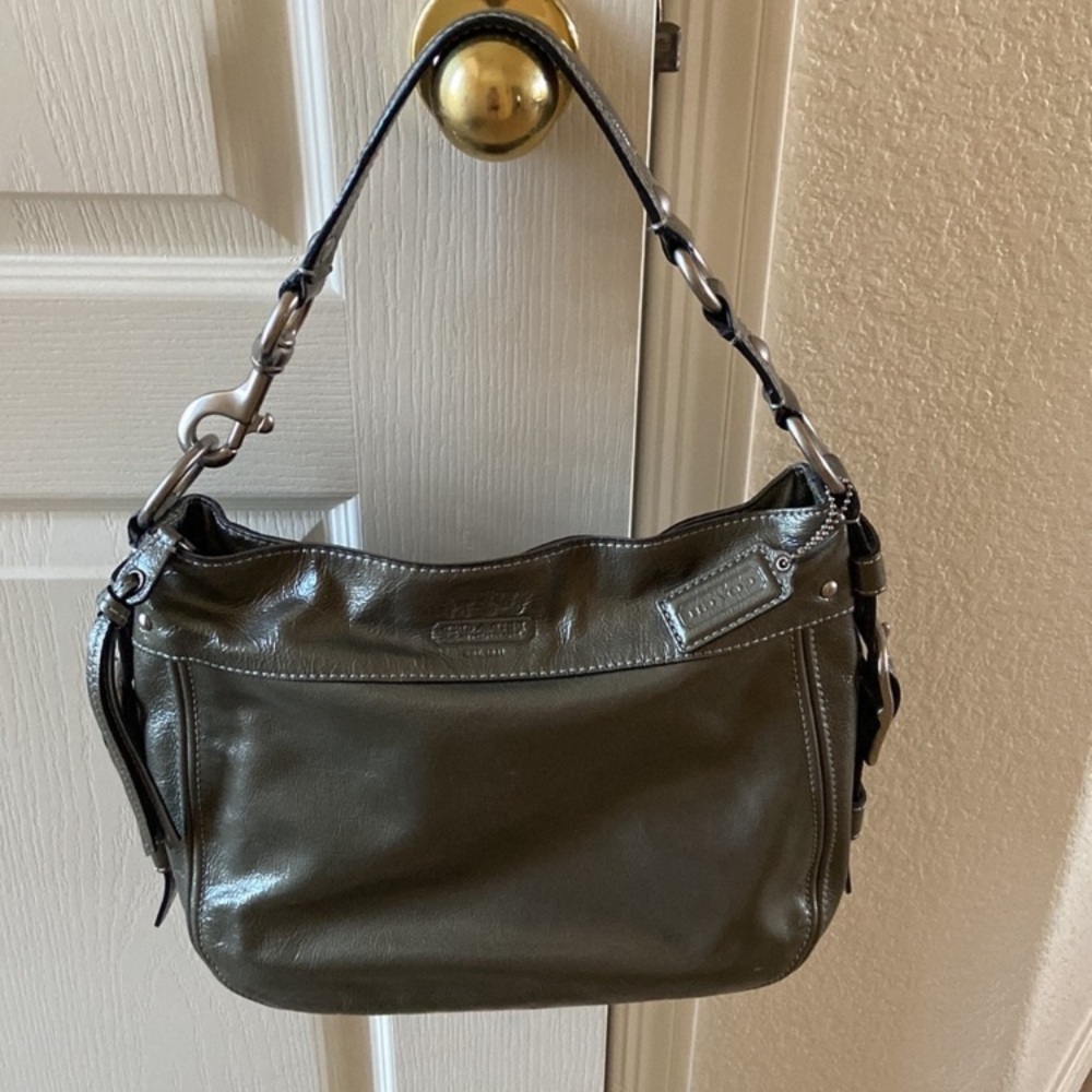 Coach Leather Shoulder Bag with Chain Detail